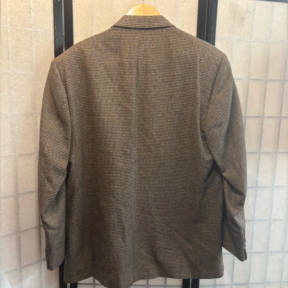 MICHAEL ADAM Vintage Shetland Wool Silk Blend Checked Houndstooth Blazer - Picture 2 of 12
